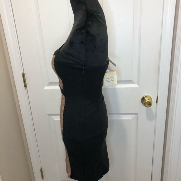 NWT Ina black and gold sequin strapless mini dress - Picture 7 of 14